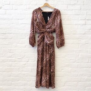 Anthropologie || Ranna Gill Cutout Midi Dress Animal Print Brown Medium NWT